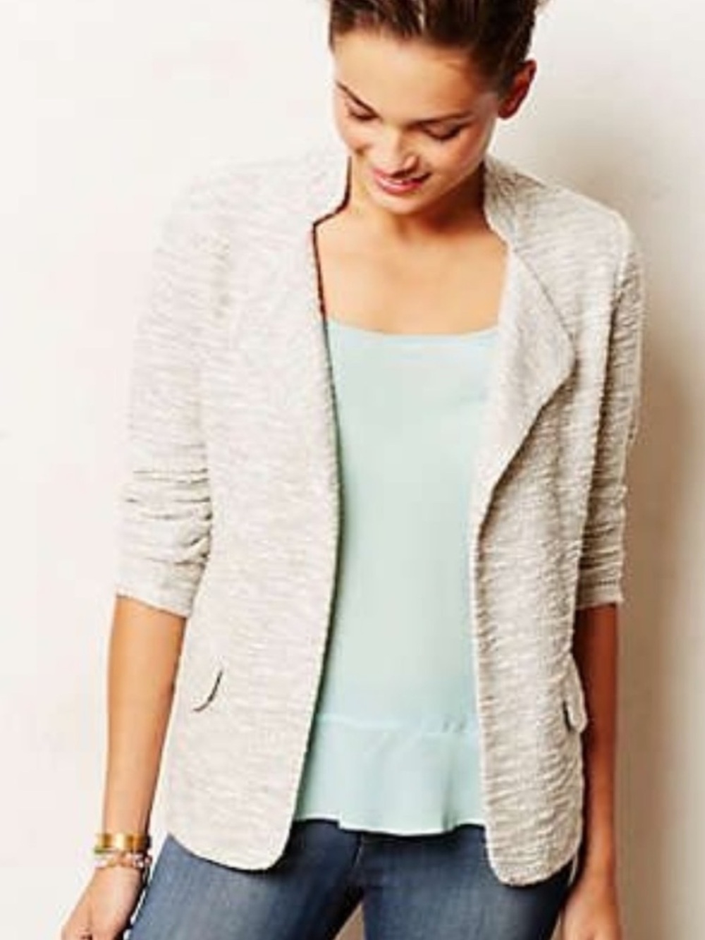 Anthropologie Saturday Sunday Women's Light Gray Terry Blazer Size XS